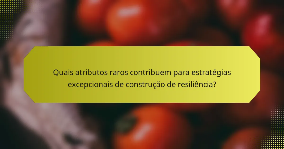 Quais atributos raros contribuem para estratégias excepcionais de construção de resiliência?