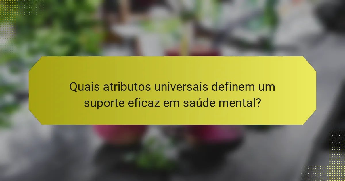 Quais atributos universais definem um suporte eficaz em saúde mental?
