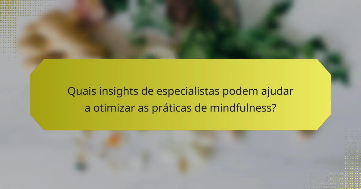 Quais insights de especialistas podem ajudar a otimizar as práticas de mindfulness?