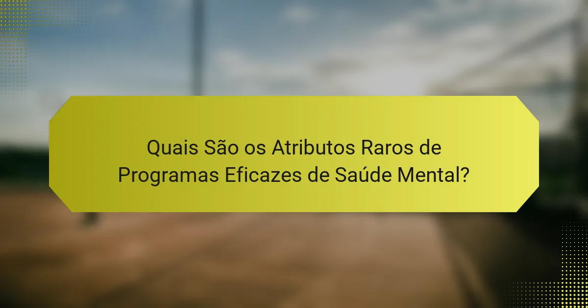 Quais São os Atributos Raros de Programas Eficazes de Saúde Mental?