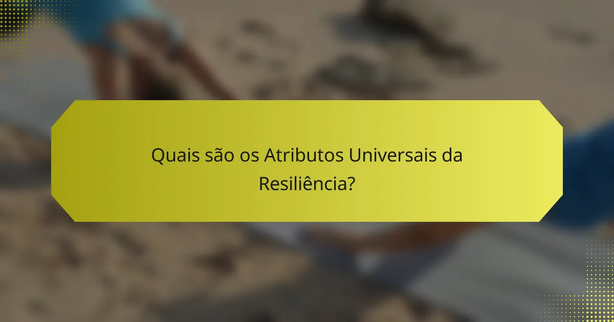 Quais são os Atributos Universais da Resiliência?