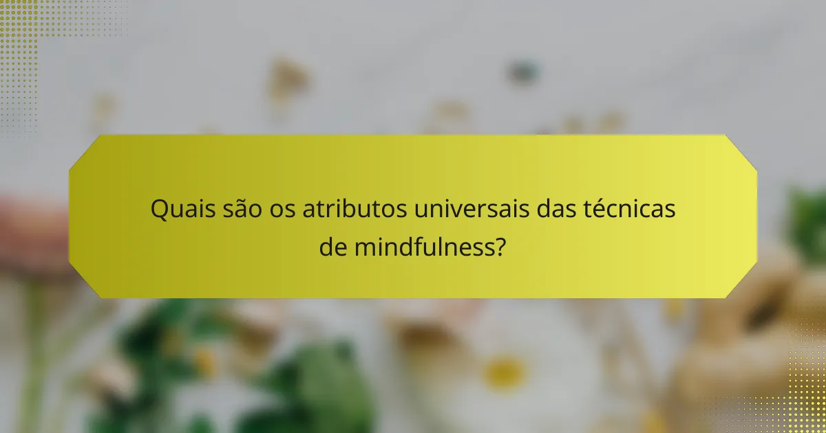 Quais são os atributos universais das técnicas de mindfulness?